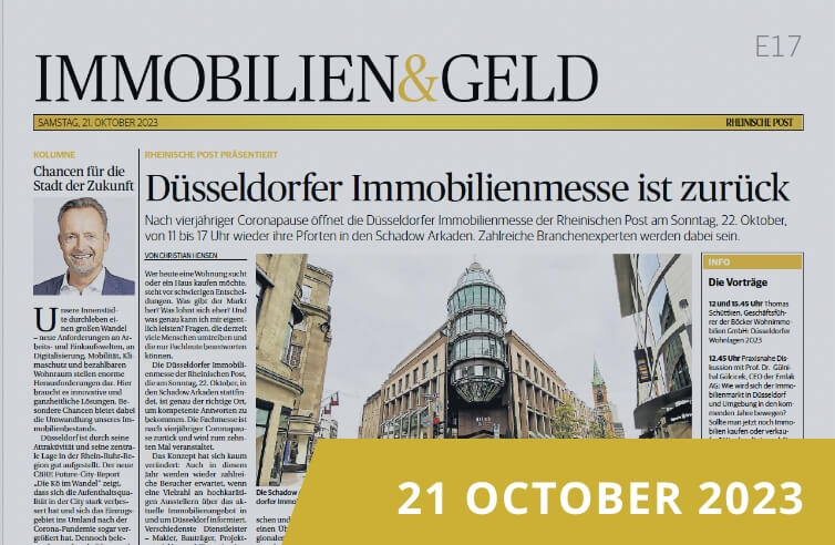 Newspaper page of the 'Real Estate & Money' section of the Rheinische Post