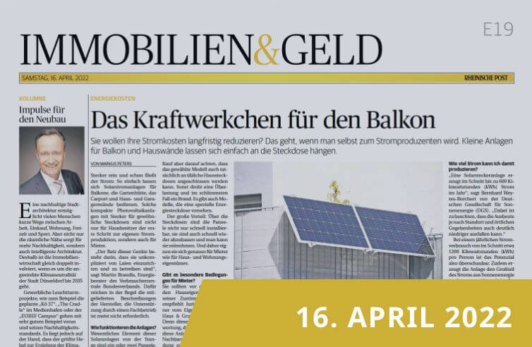 Zeitungsseite des 'Immobilien & Geld'-Teils der Rheinischen Post