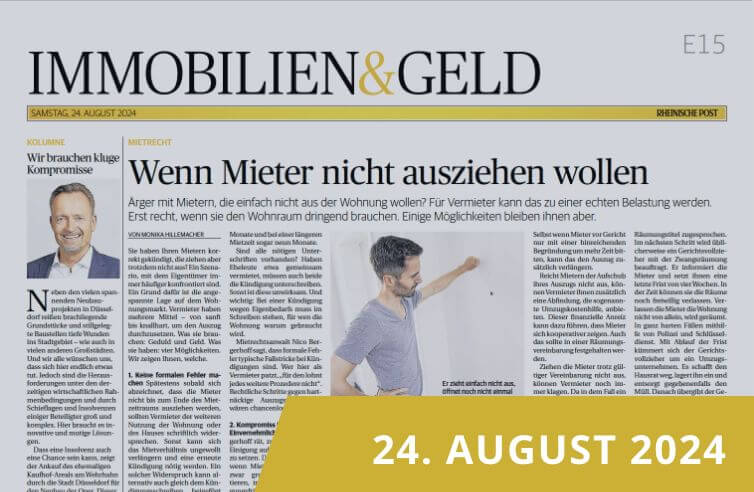 Zeitungsseite des 'Immobilien & Geld'-Teils der Rheinischen Post