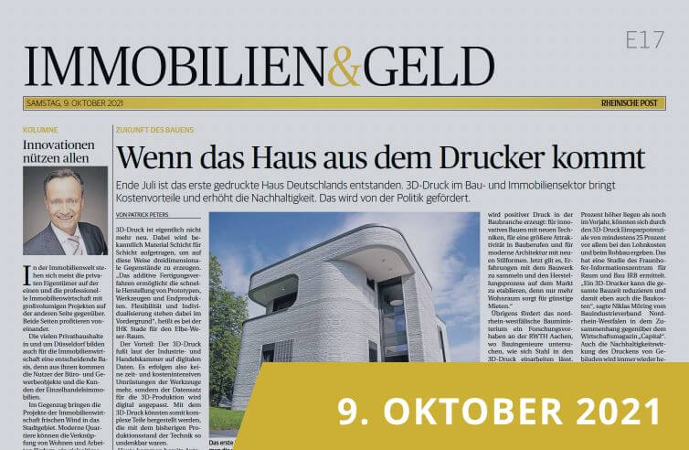 Zeitungsseite des 'Immobilien & Geld'-Teils der Rheinischen Post