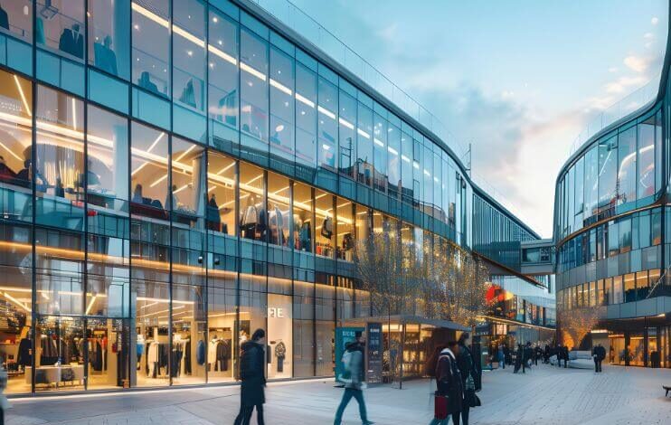 Courtyard of a modern shopping center