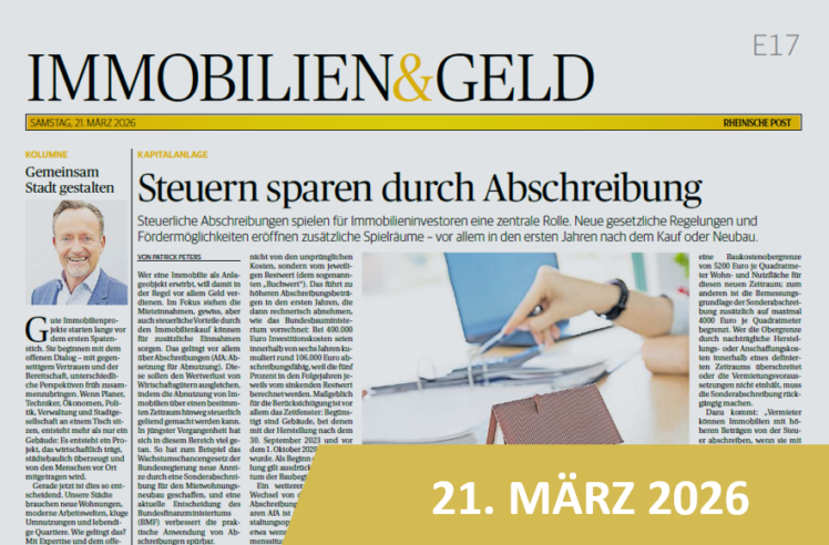 Screenshot eines Online-Artikels der 'Rheinischen Post'